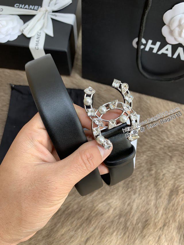 Chanel女士皮帶 香奈兒小香鑽圈雙面用小牛皮腰帶  jjp1163